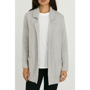 Thread & Supply Open Long Sleeve Cozy Cardigan Sweater Coatigan Gray Small